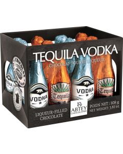Vodka-ja tequilasuklaapullot a´9g laatikko 108g